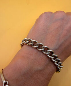 English Vintage 925 Sterling Silver Thick Curb Link Chain Bracelet