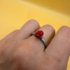 Uk size P sterling silver ring with coral rose #8
