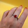 Uk size P sterling silver ring with coral rose #8