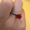 Uk size P sterling silver ring with coral rose #8