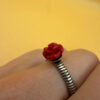 Uk size P sterling silver ring with coral rose #8