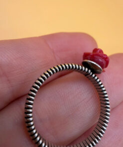 Uk size P sterling silver ring with coral rose