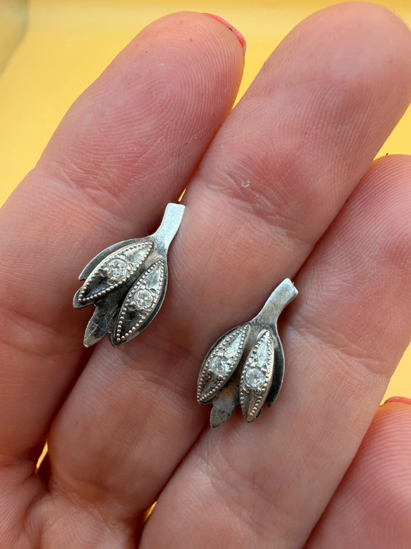Soviet 60s sterling silver earrings #40
