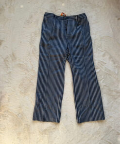 Men’s Vintage Soviet Ukrainian Striped Cotton Trousers – UK 38 / W32 Regular