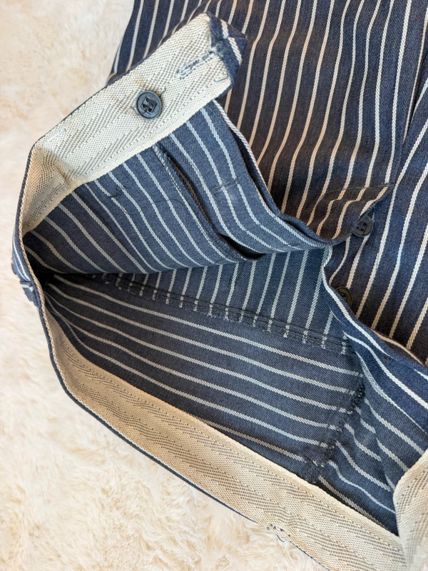 Men’s Vintage Soviet Ukrainian Striped Cotton Trousers – UK 38 / W32 Regular