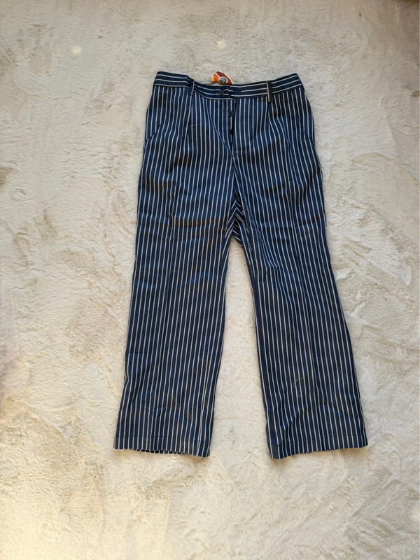 Men’s Vintage Soviet Ukrainian Striped Cotton Trousers – UK 38 / W32 Regular