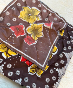 Vintage Soviet Lithuanian Brown Triacetate Scarf – New Old Stock 1976