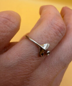 Silver dolphin tail ring, adjustable, size J