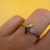 Silver dolphin tail ring, adjustable, size J#101