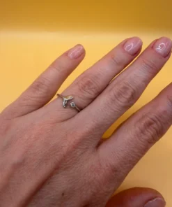 Silver dolphin tail ring, adjustable, size J#101