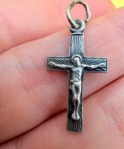 Vintage protective cross pendant, 925 sterling silver, ‘Save and Protect’ #101