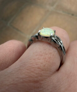 Nickel opal ring, size K