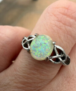 Nickel opal ring, size K