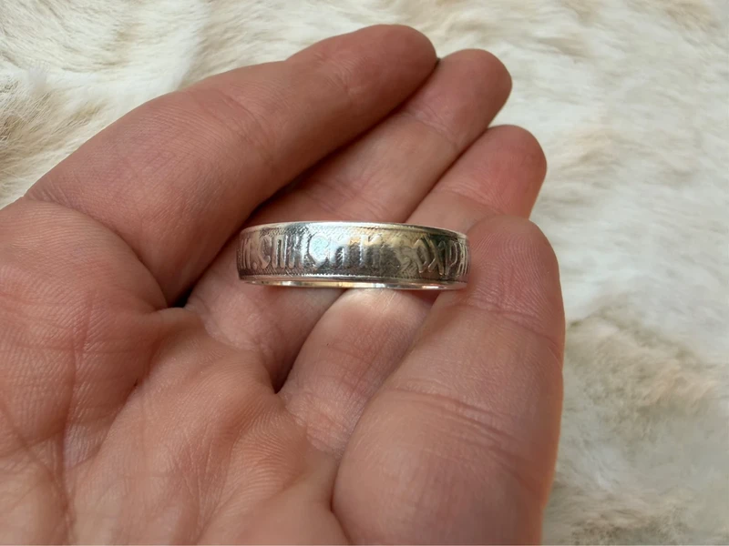 Ring size Y, “Save and Protect” inscription in Old Church Slavonic, silver