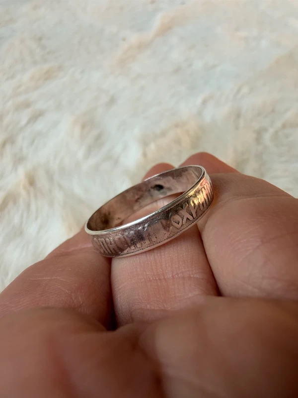 Ring size Y, “Save and Protect” inscription in Old Church Slavonic, silver