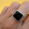 Wyatt & Green Vintage 1955 sterling silver onyx ring by Wyatt & Green, UK size O#149