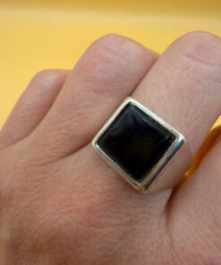 Wyatt & Green Vintage 1955 sterling silver onyx ring by Wyatt & Green, UK size O#149