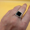 Wyatt & Green Vintage 1955 sterling silver onyx ring by Wyatt & Green, UK size O#149