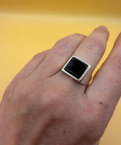 Wyatt & Green Vintage 1955 sterling silver onyx ring by Wyatt & Green, UK size O#149