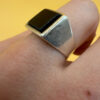 Wyatt & Green Vintage 1955 sterling silver onyx ring by Wyatt & Green, UK size O#149