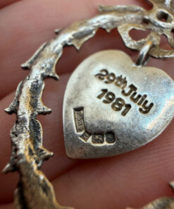 vintage hallmarked silver pendant ‘charles & diana wedding’ 1981