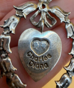 vintage hallmarked silver pendant ‘charles & diana wedding’ 1981