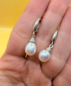 Treated Freshwater Cultured Baroque Pearl sterling silver earrings #148