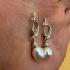 Treated Freshwater Cultured Baroque Pearl sterling silver earrings #148