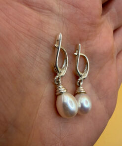 Treated Freshwater Cultured Baroque Pearl sterling silver earrings