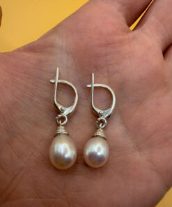 Treated Freshwater Cultured Baroque Pearl sterling silver earrings