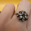 Vintage Silver Natural Garnet, Spinel,Citrine Cluster Ring by Wyatt & Green, Size O #144