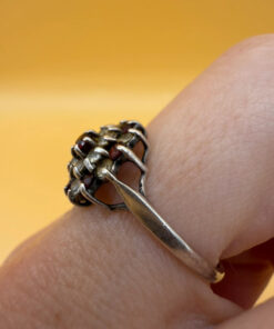 Vintage Silver Natural Garnet, Spinel,Citrine Cluster Ring by Wyatt & Green, Size O