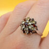 Vintage Silver Natural Garnet, Spinel,Citrine Cluster Ring by Wyatt & Green, Size O #144
