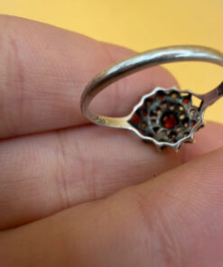 Vintage Silver Natural Garnet, Spinel,Citrine Cluster Ring by Wyatt & Green, Size O