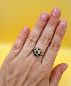 Vintage Silver Natural Garnet, Spinel,Citrine Cluster Ring by Wyatt & Green, Size O