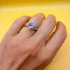 Silver ring with synthetic spinel, lilac color, size J.#119