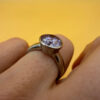 Silver ring with synthetic spinel, lilac color, size J.#119