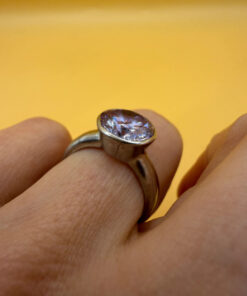 Silver ring with synthetic spinel, lilac color, size J