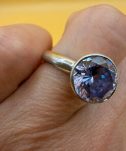 Silver ring with synthetic spinel, lilac color, size J