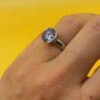Silver ring with synthetic spinel, lilac color, size J.#119