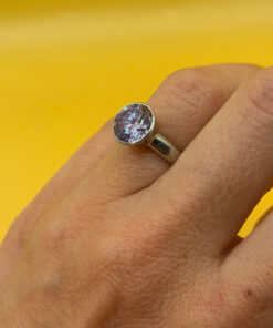 Silver ring with synthetic spinel, lilac color, size J