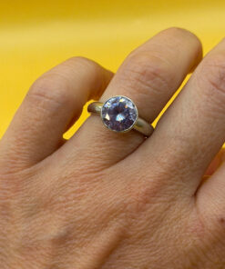 Silver ring with synthetic spinel, lilac color, size J