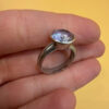 Silver ring with synthetic spinel, lilac color, size J.#119