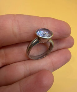 Silver ring with synthetic spinel, lilac color, size J