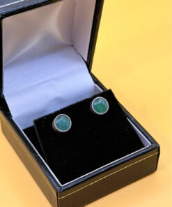 Vintage sterling silver earrings with jadeite, tested#119