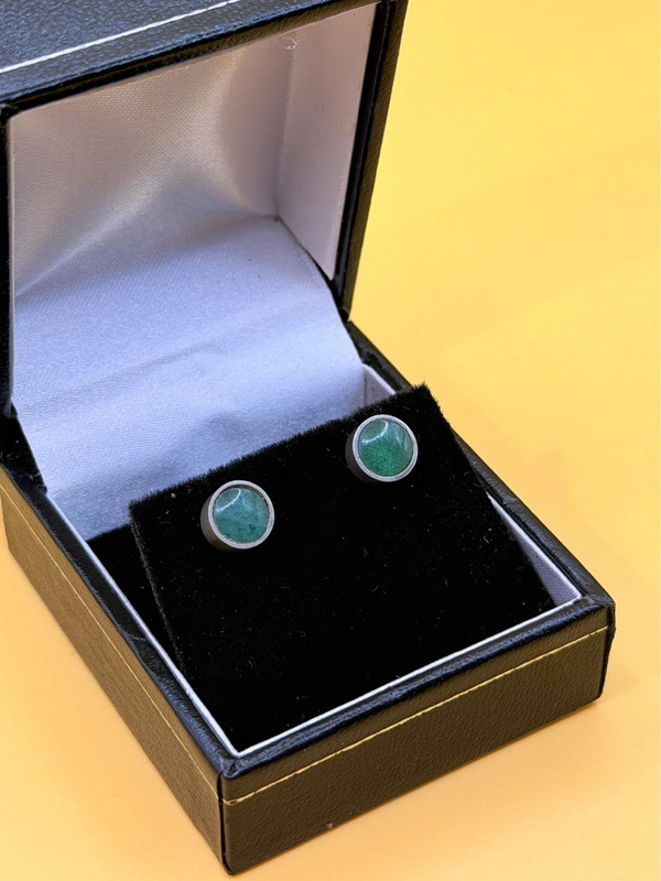 Vintage sterling silver earrings with jadeite, tested#119