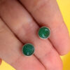 Vintage sterling silver earrings with jadeite, tested#119