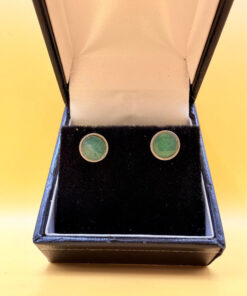Vintage sterling silver earrings with jadeite, tested#119