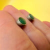 Vintage sterling silver earrings with jadeite, tested#119