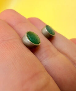 Vintage sterling silver earrings with jadeite, tested